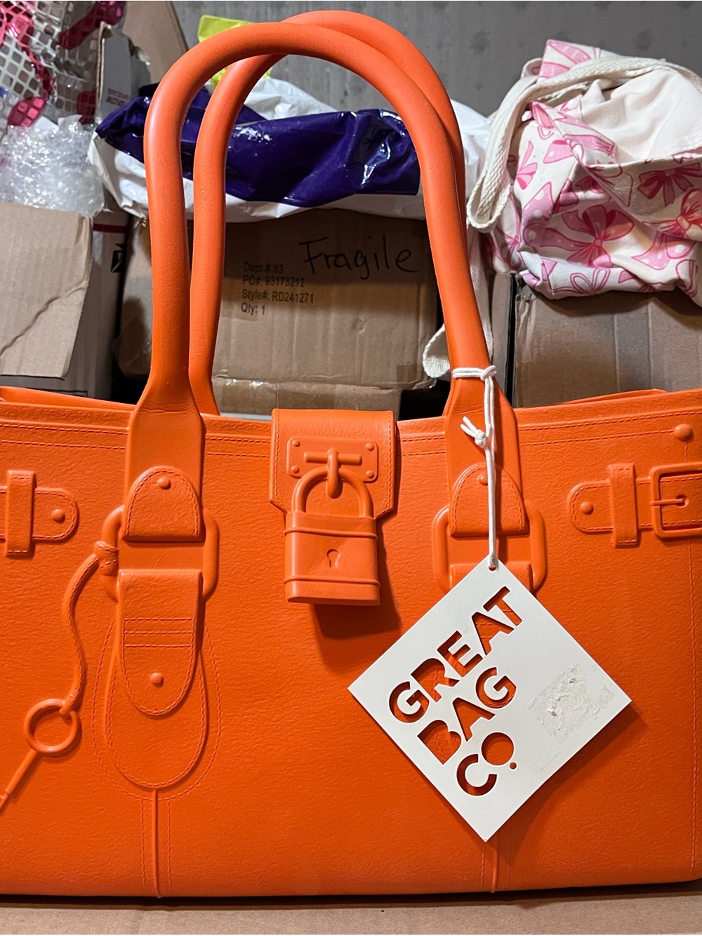 Orange Structured Tote